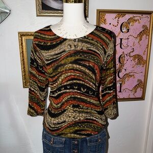 Ada Black and Orange Swirl Blouse